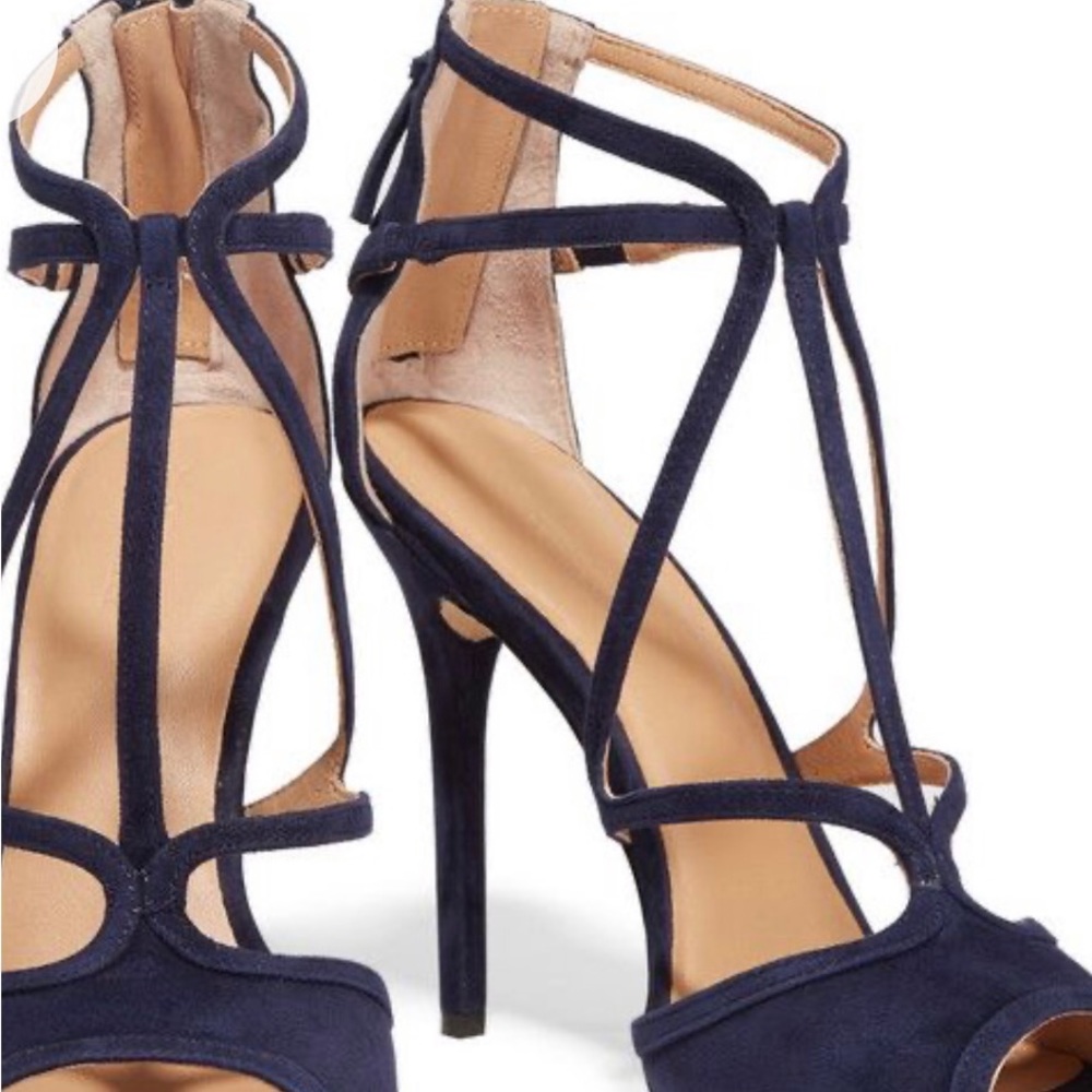 Halston Heritage Heels-Navy-Suede